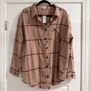 Maurices Pink and Black Plaid Shirt